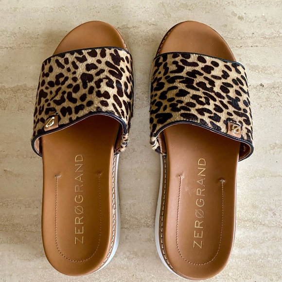 COLE HAAN ZERO GRAND Slip-On Sandal | Ocelot Leather Calf Hair | Size 6 - Picture 3 of 11